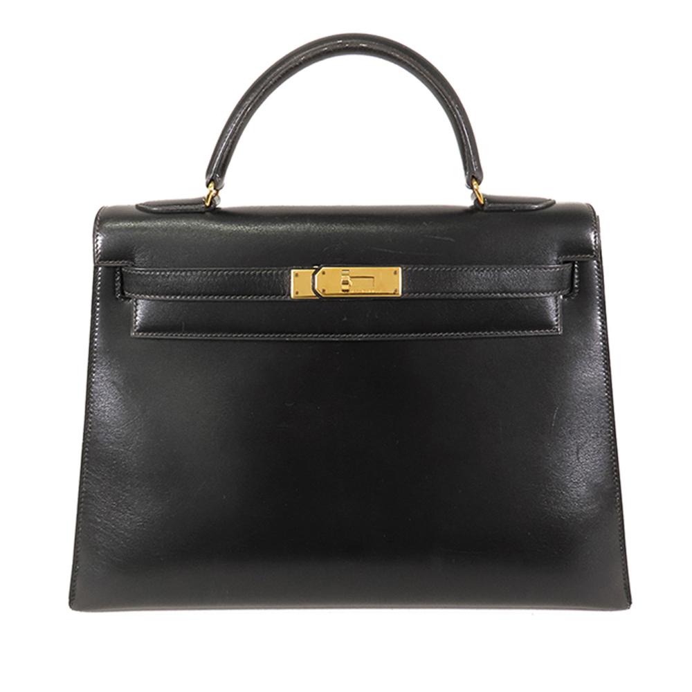 Hermès B Hermès Black Calf Leather Box Kelly Sellier 28 France