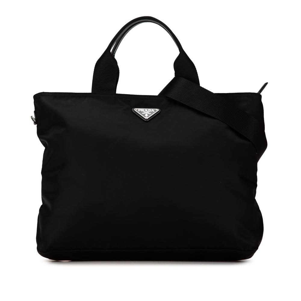 Prada B Prada Black Nylon Fabric Tessuto Satchel Italy