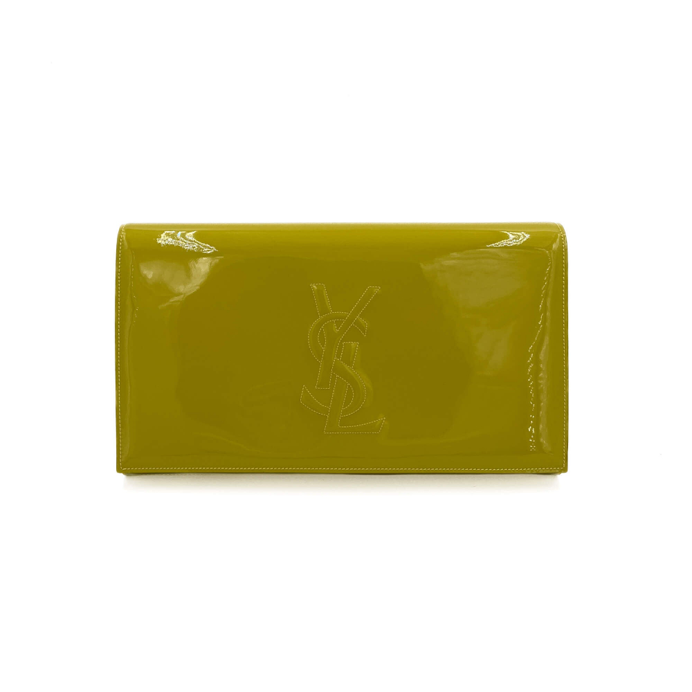 Saint Laurent Flap Clutch Patent Leather Yellow