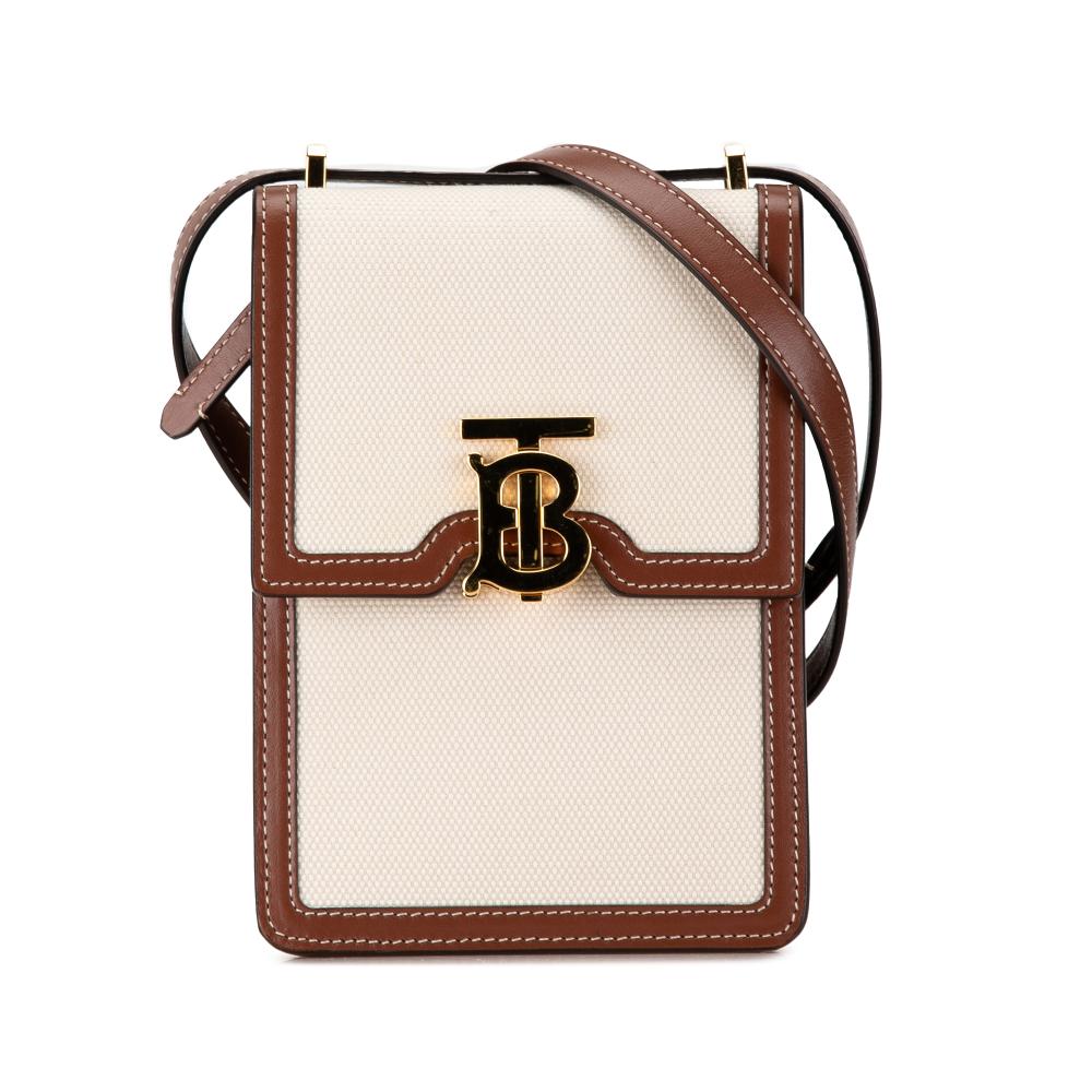 Burberry B Burberry Brown Light Beige Canvas Fabric TB Robin Crossbody Italy