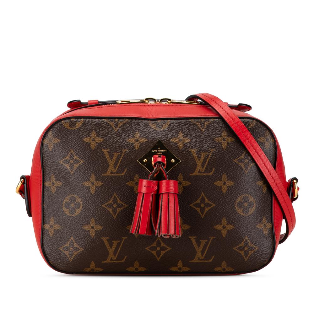 Louis Vuitton B Louis Vuitton Brown with Red Monogram Canvas Canvas Monogram Saintonge Spain