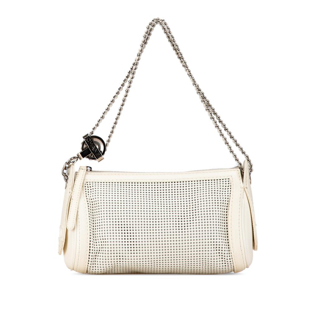 Chanel B Chanel White Ivory Caviar Leather Leather Caviar Perforated Pulley Shoulder Bag Italy