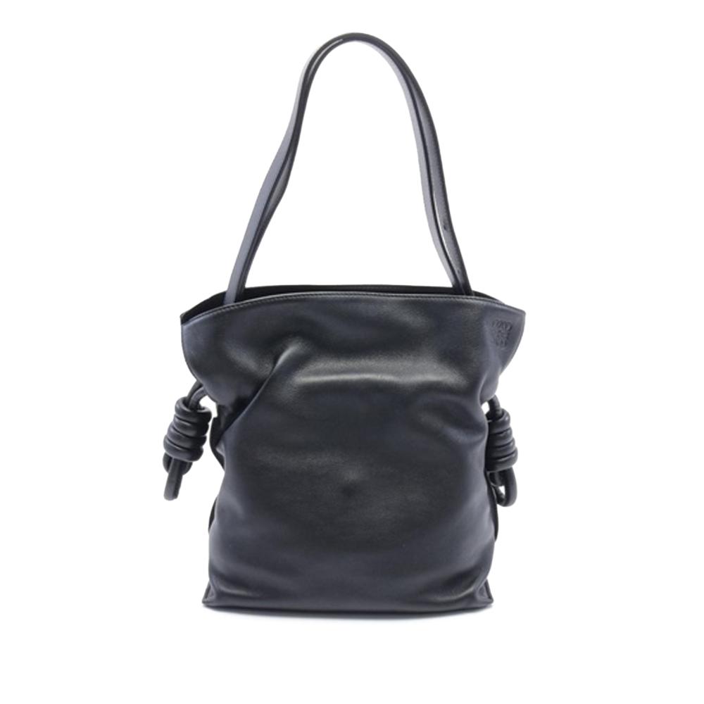 Loewe B LOEWE Black Calf Leather Flamenco Knot Tote Bag Spain