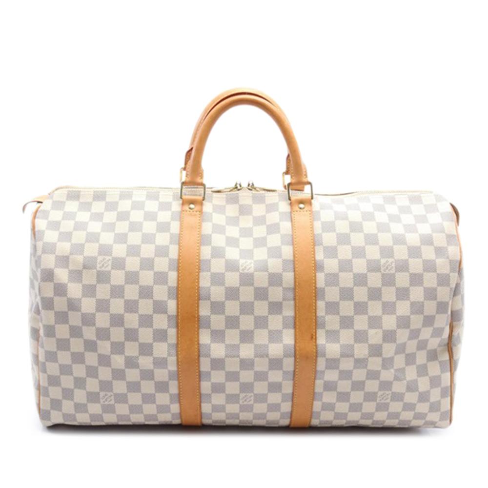 Louis Vuitton B Louis Vuitton White Damier Canvas Canvas Damier Azur Keepall 50 France