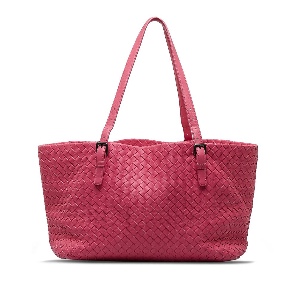 Bottega Veneta B Bottega Veneta Pink Calf Leather Medium Intrecciato Cesta Italy