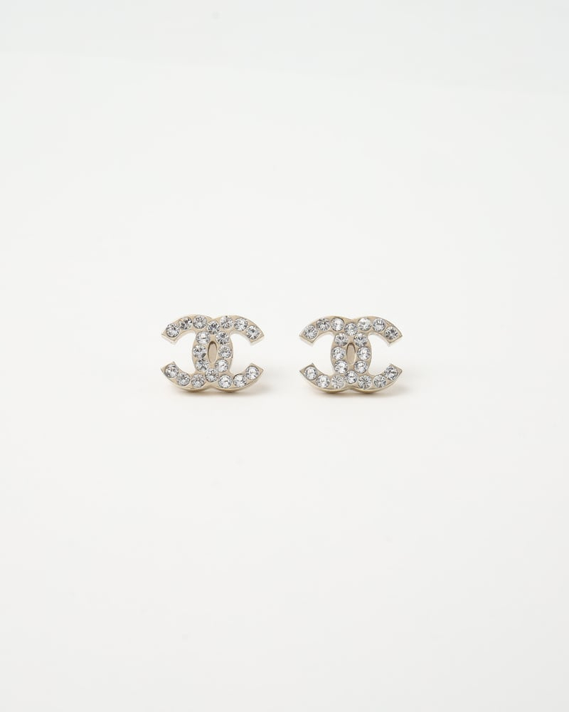 Chanel CC Icon Rhinestone Earrings