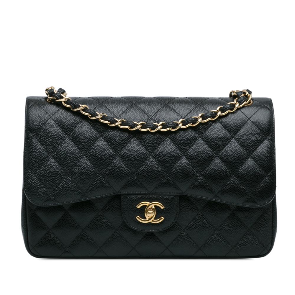 Chanel AB Chanel Black Caviar Leather Leather Jumbo Classic Caviar Double Flap Italy