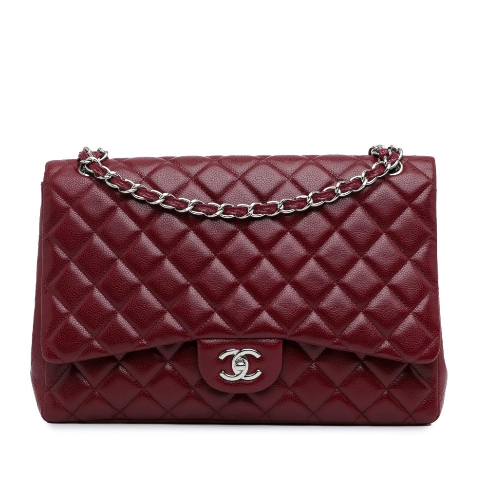 Chanel AB Chanel Red Caviar Leather Leather Maxi Classic Caviar Single Flap France