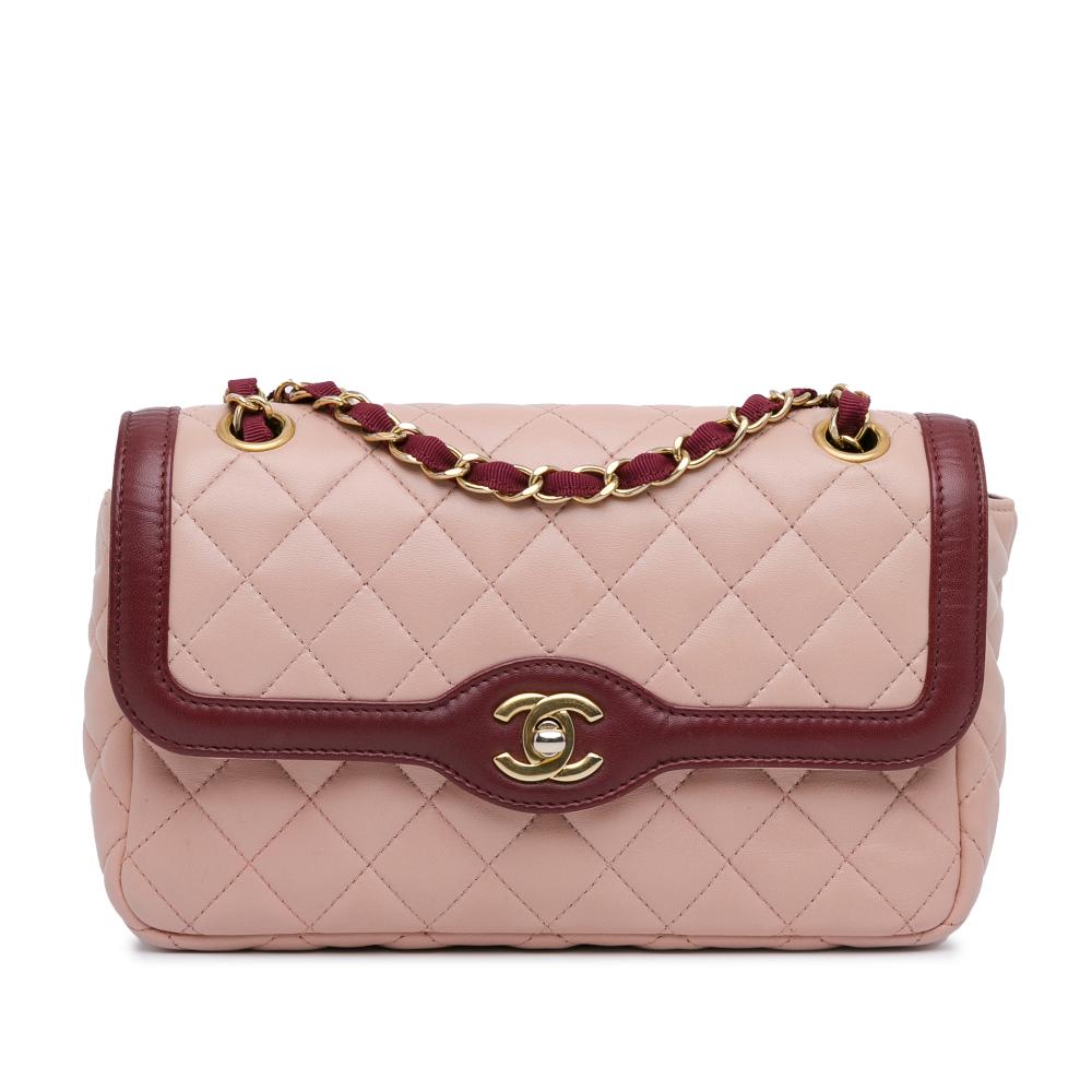 Chanel AB Chanel Pink Lambskin Leather Leather Medium Lambskin Two Tone Day Flap Italy