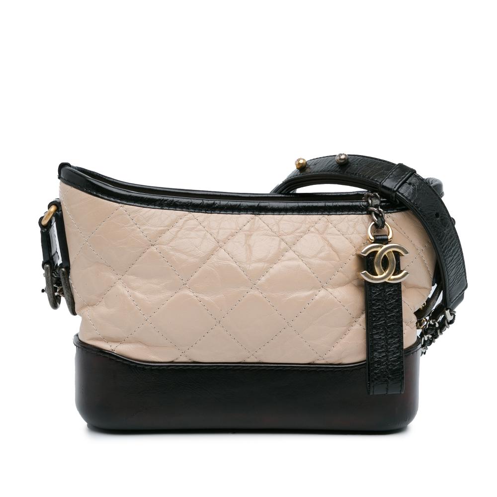 Chanel B Chanel Brown Light Beige Calf Leather Small Aged skin Gabrielle Hobo Italy