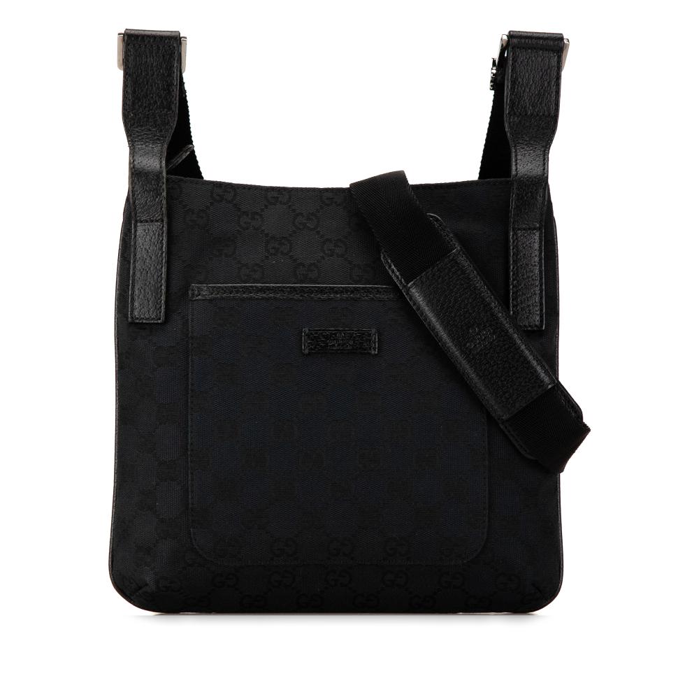 Gucci B Gucci Black Canvas Fabric GG Crossbody Italy