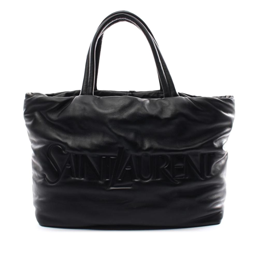 Saint Laurent AB Saint Laurent Black Lambskin Leather Leather Tote Italy