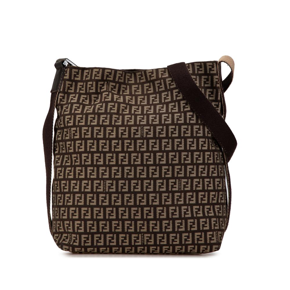 Fendi B Fendi Brown Dark Brown Canvas Fabric Zucchino Crossbody Italy