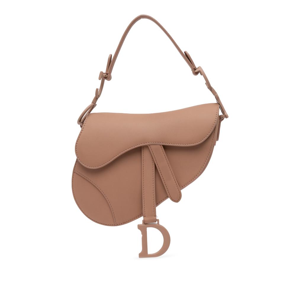 Christian Dior AB Dior Brown Nude Calf Leather Mini Saddle Bag Italy