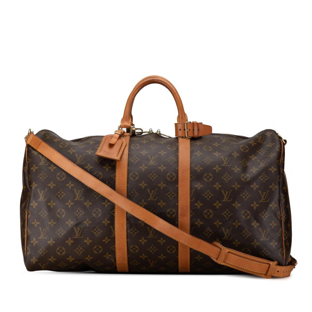 Louis Vuitton B Louis Vuitton Brown Monogram Canvas Canvas Monogram Keepall Bandouliere 55 France