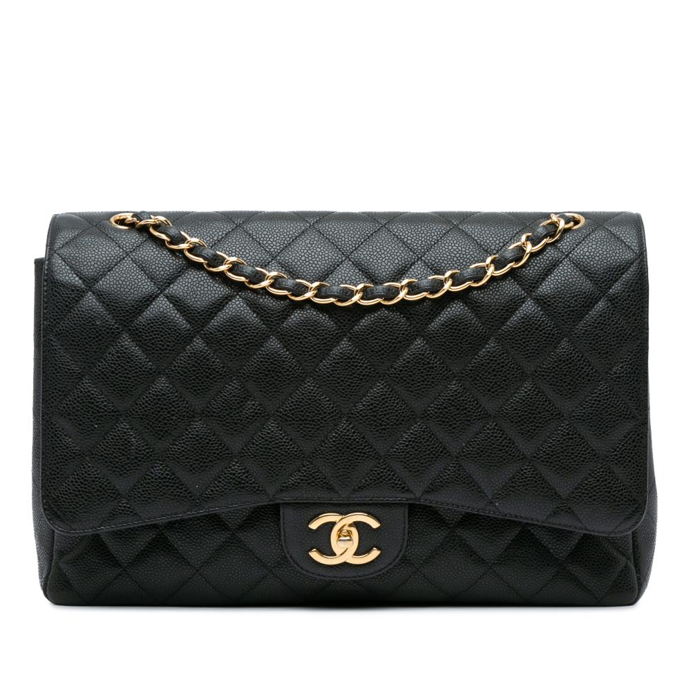 Chanel AB Chanel Black Caviar Leather Leather Maxi Classic Caviar Double Flap Italy