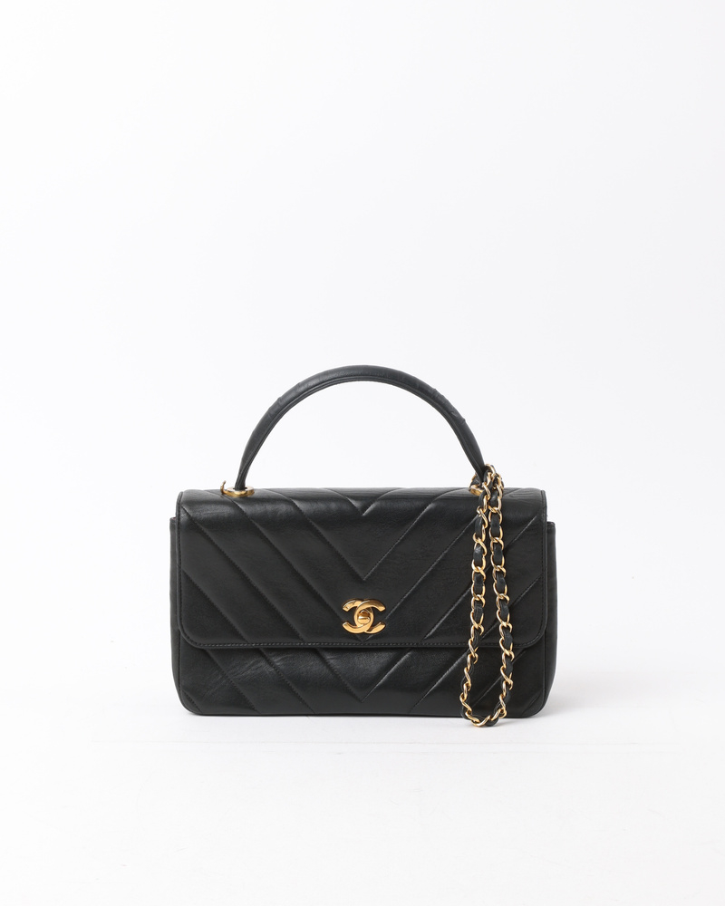 Chanel Chevron Top Handle Bag