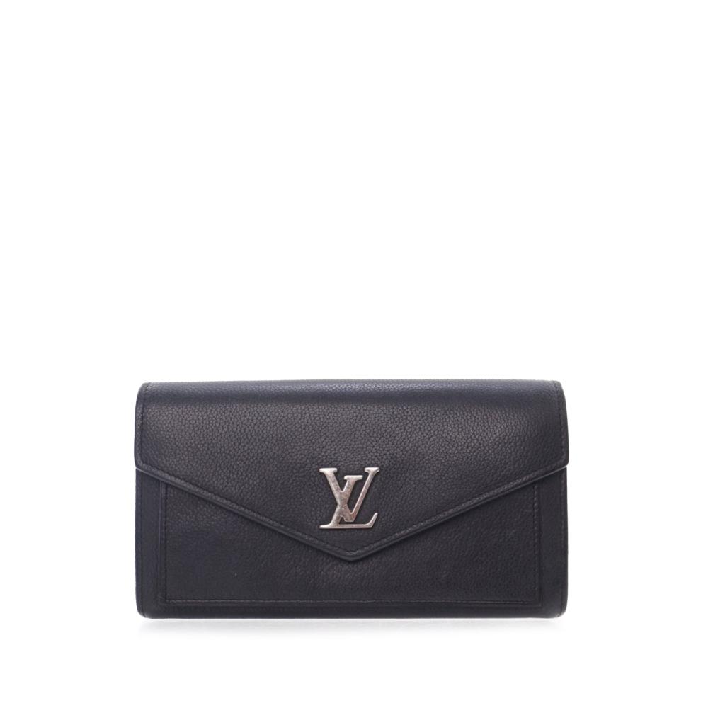 Louis Vuitton AB Louis Vuitton Black Calf Leather Lockme Long Wallet France