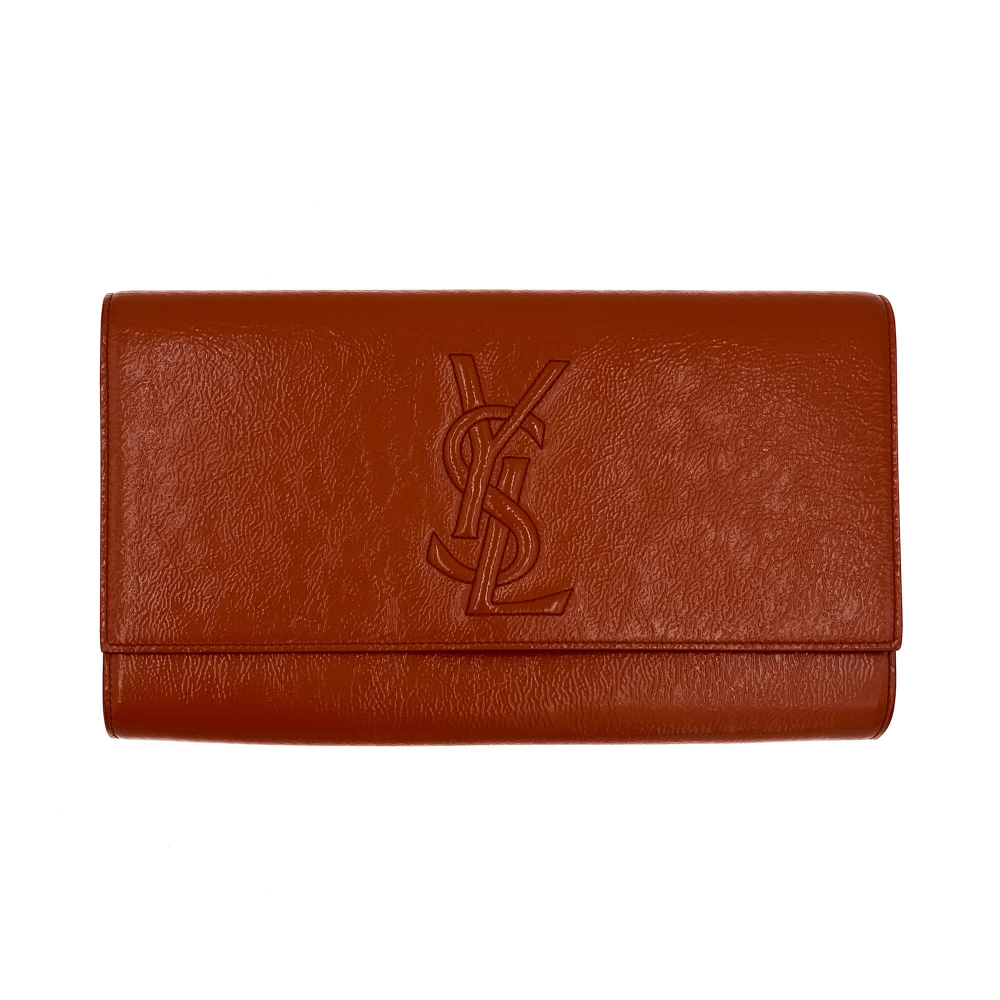 Saint Laurent Flap Clutch Patent Leather Orange