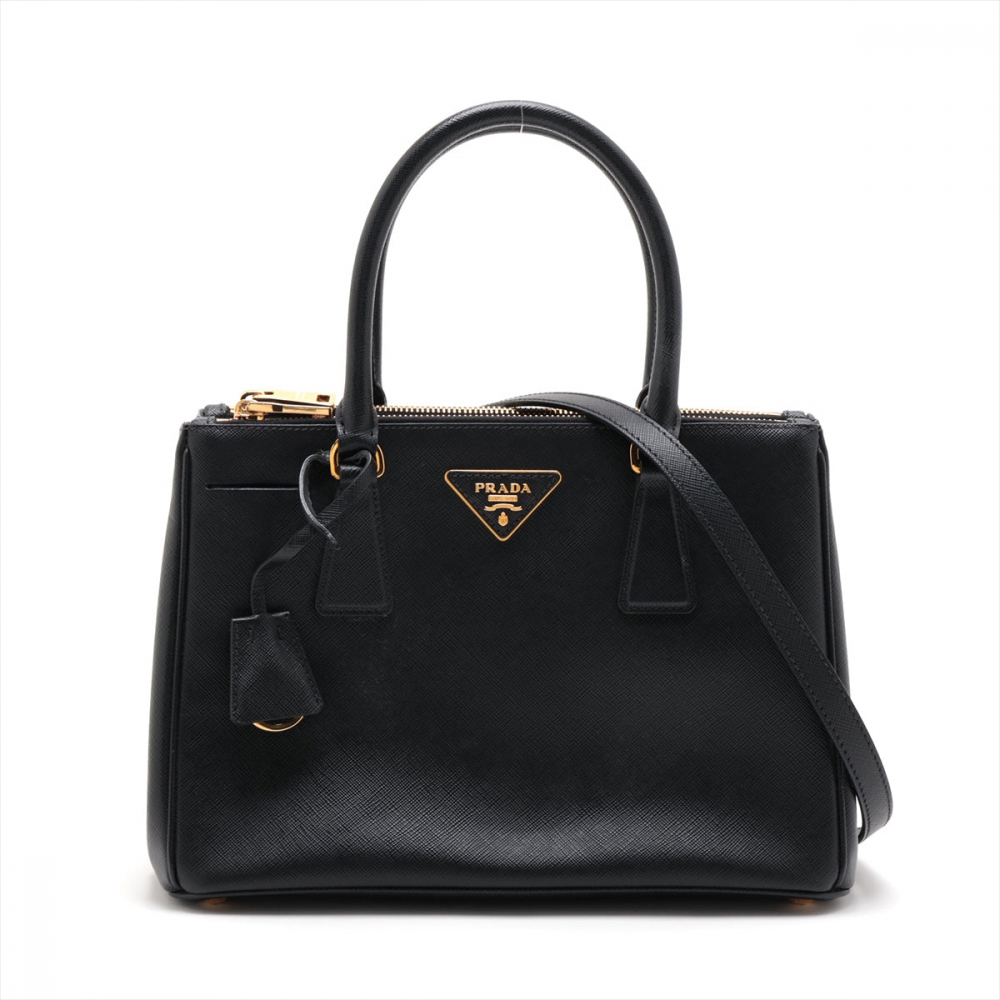 Prada Galleria Medium Saffiano Lux Leather 3-Ways Tote Handbag Black