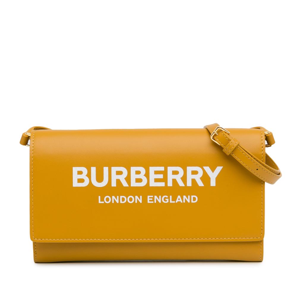 Burberry A Burberry Yellow Calf Leather Hazelmere Wallet On Strap Italy