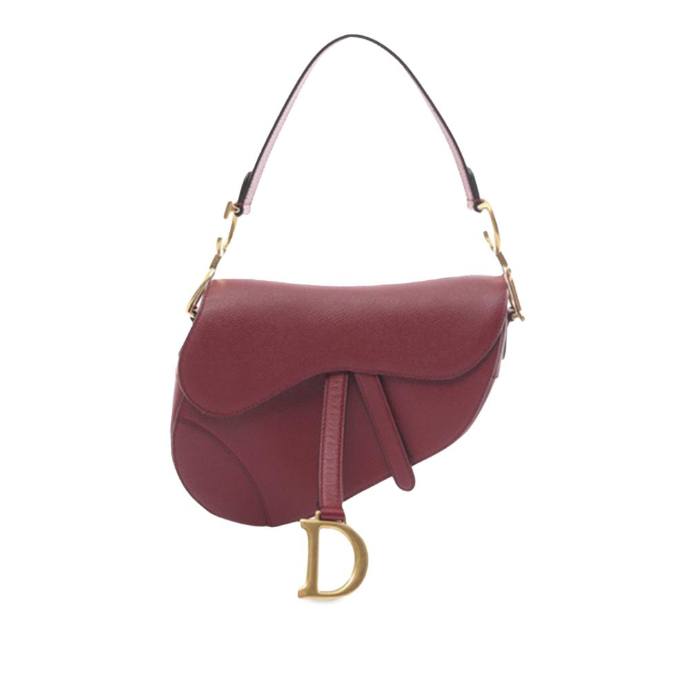 Christian Dior B Dior Red Bordeaux Calf Leather Medium Saddle Italy