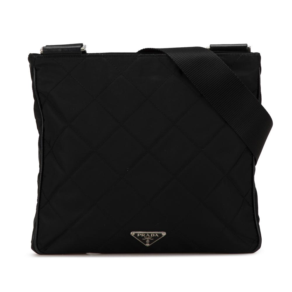 Prada B Prada Black Nylon Fabric Tessuto Impuntu Crossbody Italy