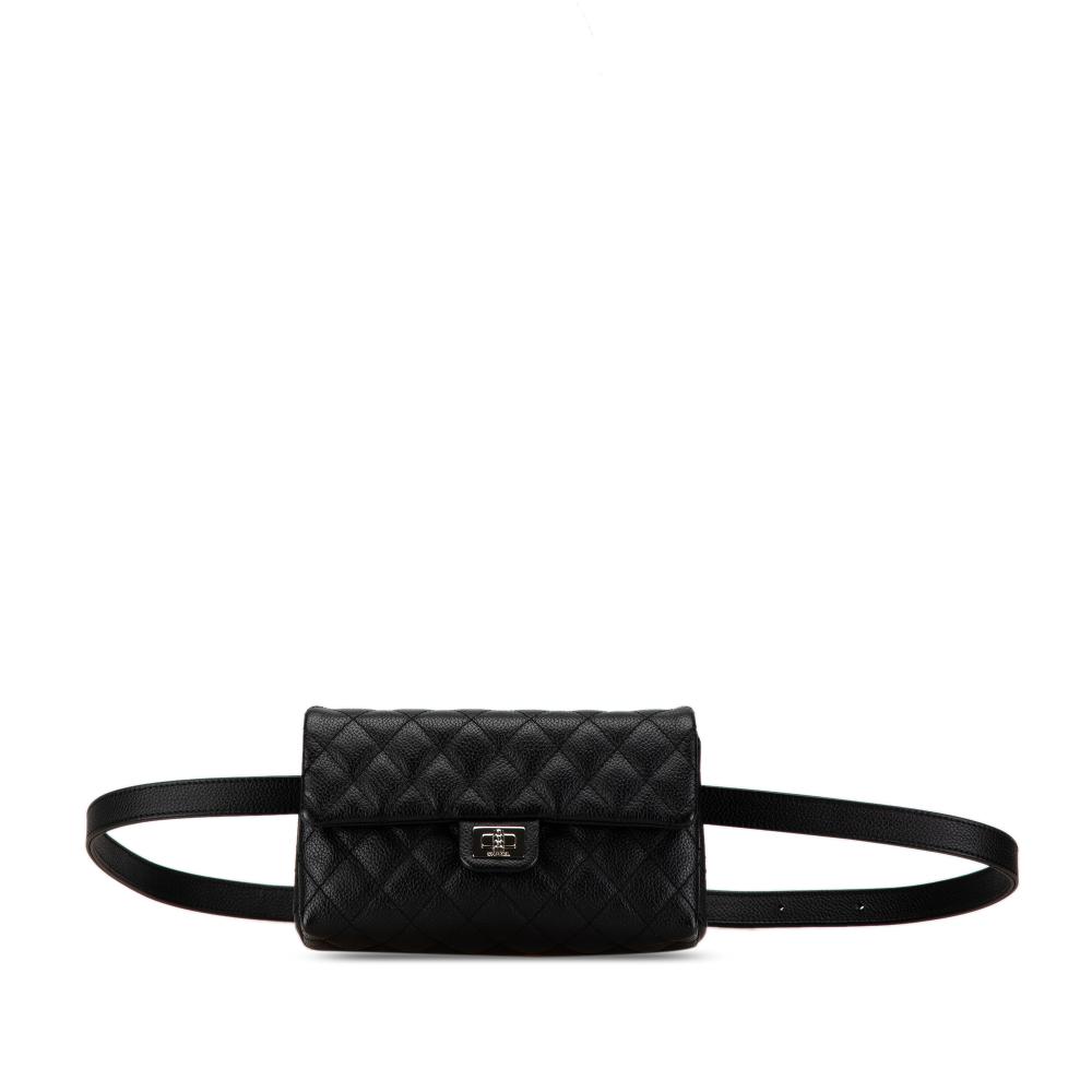 Chanel AB Chanel Black Calf Leather Reissue 2.55 Caviar Mademoiselle Belt Bag Romania