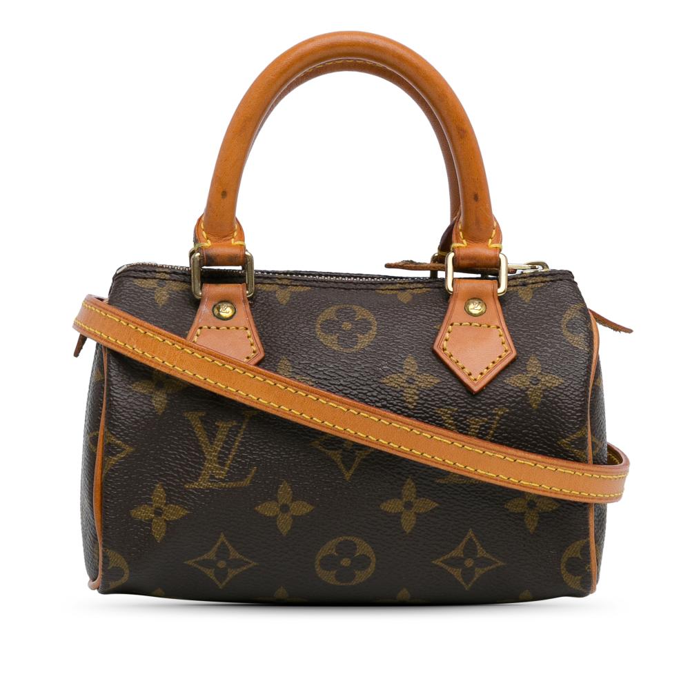 Louis Vuitton B Louis Vuitton Brown Monogram Canvas Canvas Monogram Nano Speedy Bandouliere France