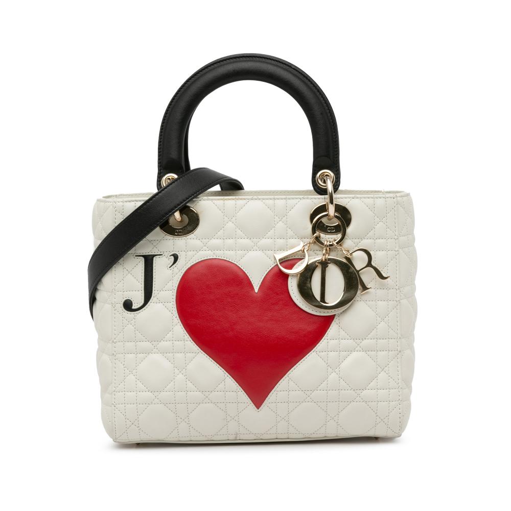 Christian Dior Dior White Medium Lambskin Cannage Dioramour Chinese Valentines Lady Dior Italy