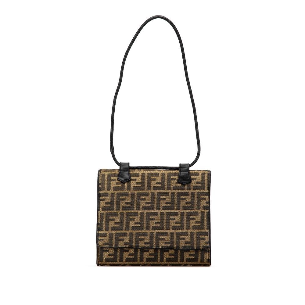 Fendi AB Fendi Brown Canvas Fabric Zucca Shoulder Bag Italy