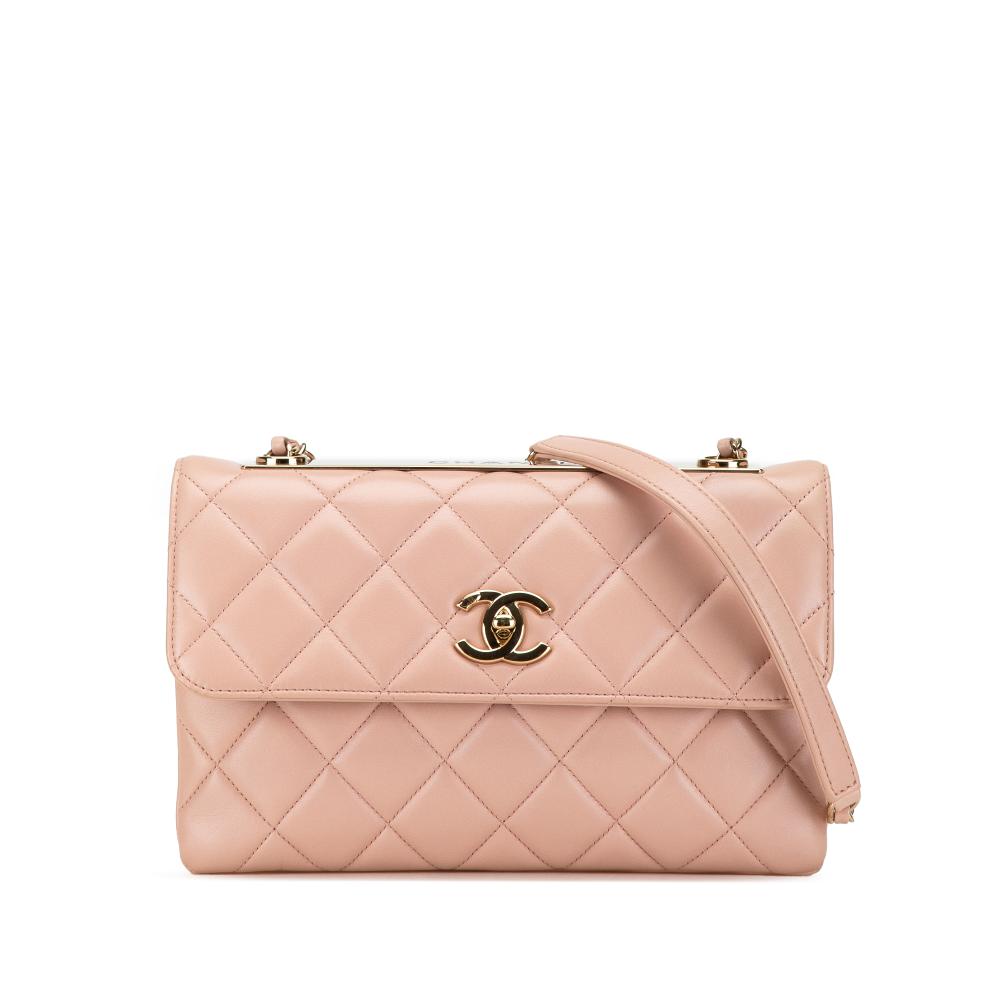 Chanel B Chanel Pink Light Pink Lambskin Leather Leather Medium Lambskin Trendy CC Flap Italy