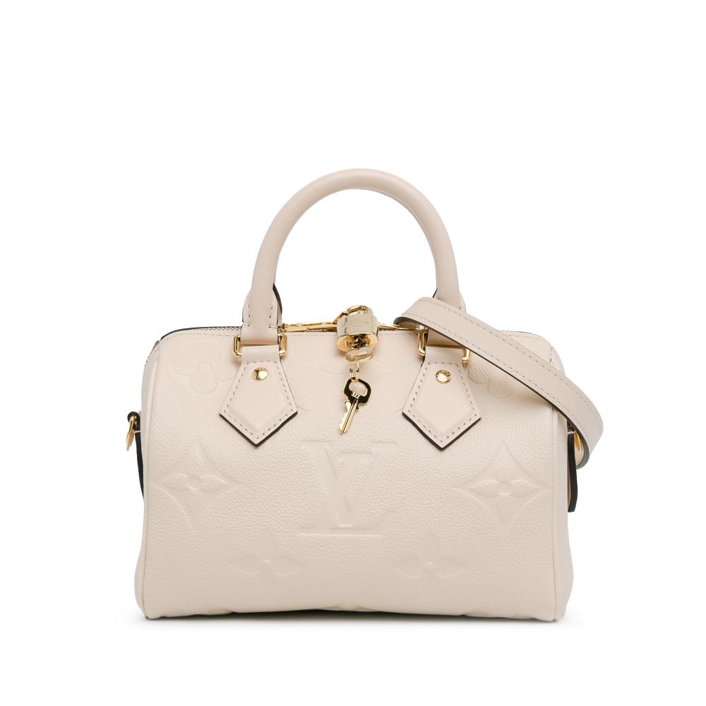 Louis Vuitton AB Louis Vuitton White Ivory Calf Leather Monogram Empreinte Speedy Bandouliere 20 Spain