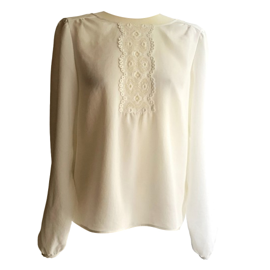 Sézane Blouse IVY, ecru, with lace insert