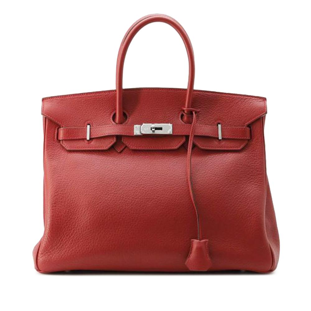 Hermès AB Hermès Red Dark Red Calf Leather Clemence Birkin Retourne 35 France