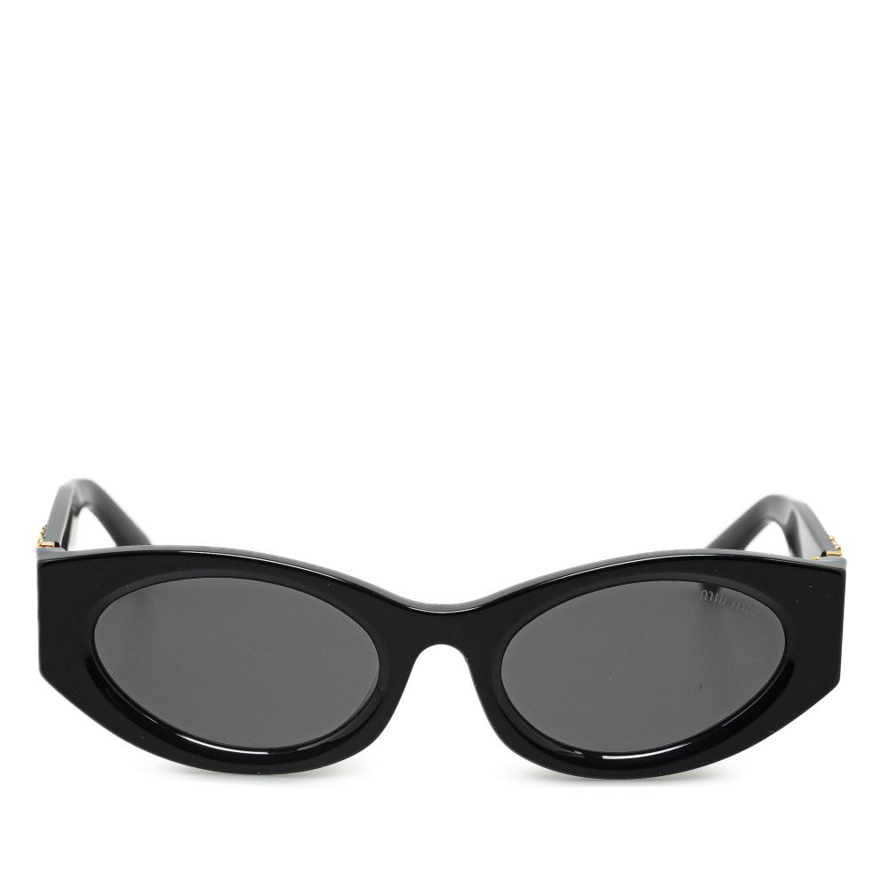 Miu Miu B Miu Miu Black N/a Plastic Round Tinted Sunglasses Italy