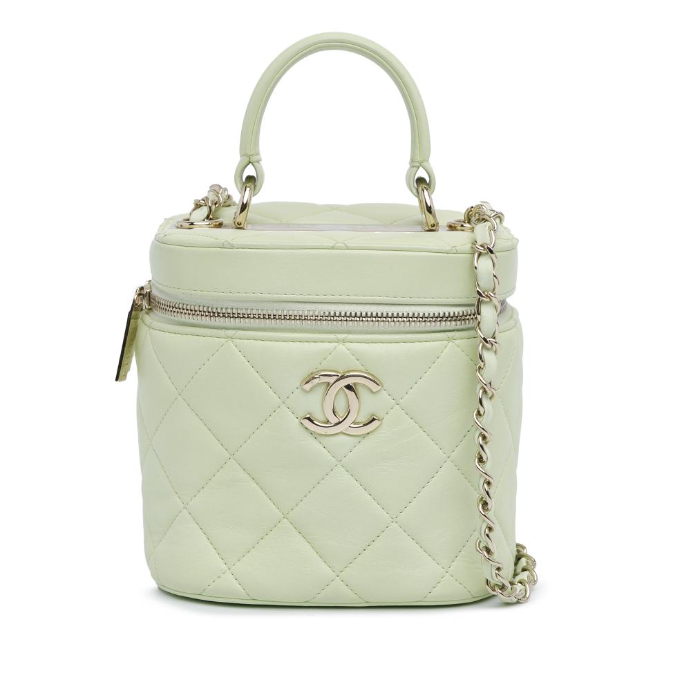 Chanel AB Chanel Green Light Green Lambskin Leather Leather Lambskin Trendy CC Vanity Case Italy