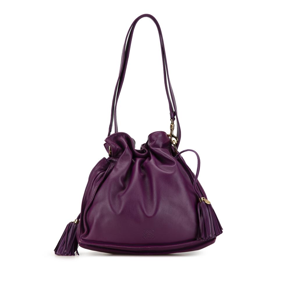 Loewe B LOEWE Purple Calf Leather Flamenco Tassel Crossbody Spain