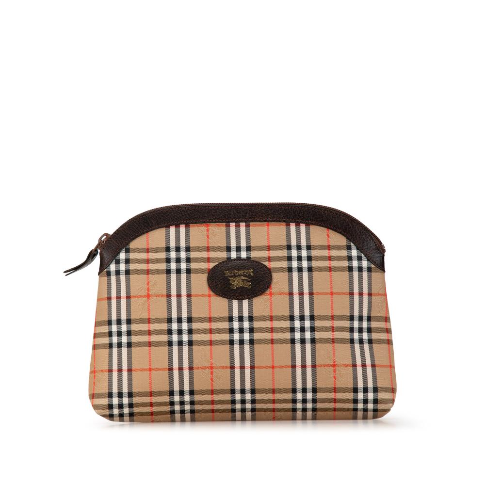 Burberry B Burberry Brown Beige Canvas Fabric Haymarket Check Clutch United Kingdom