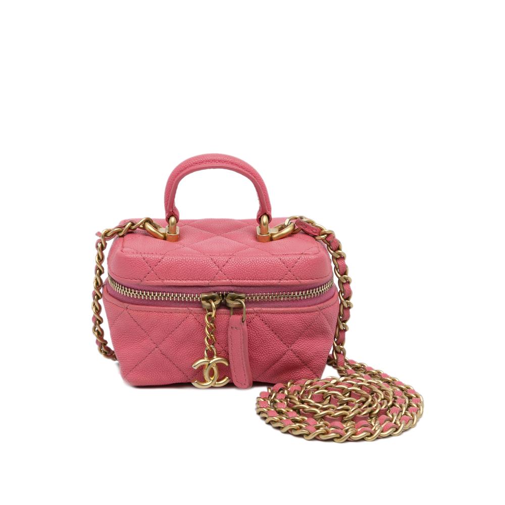 Chanel AB Chanel Pink Caviar Leather Leather Micro Caviar Chain Vanity Bag France