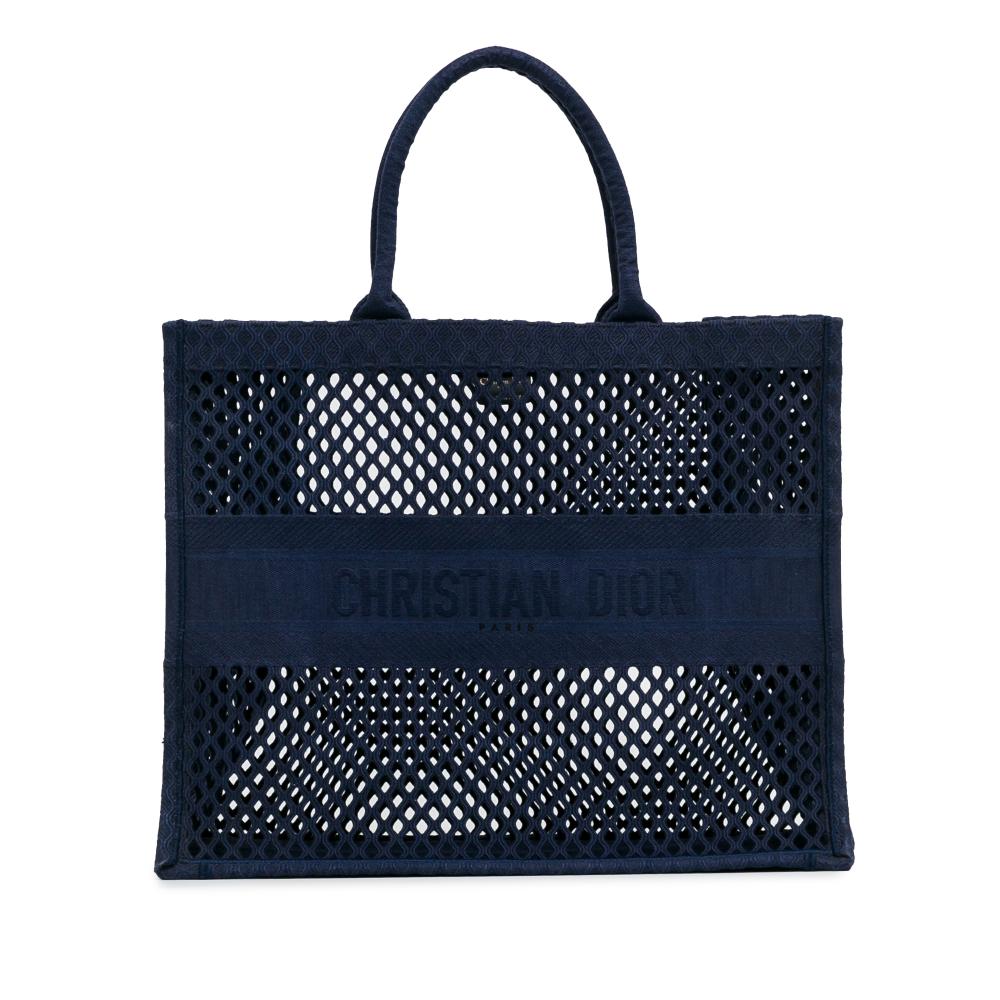 Christian Dior AB Dior Blue Navy Mesh Fabric Large Book Tote Italy