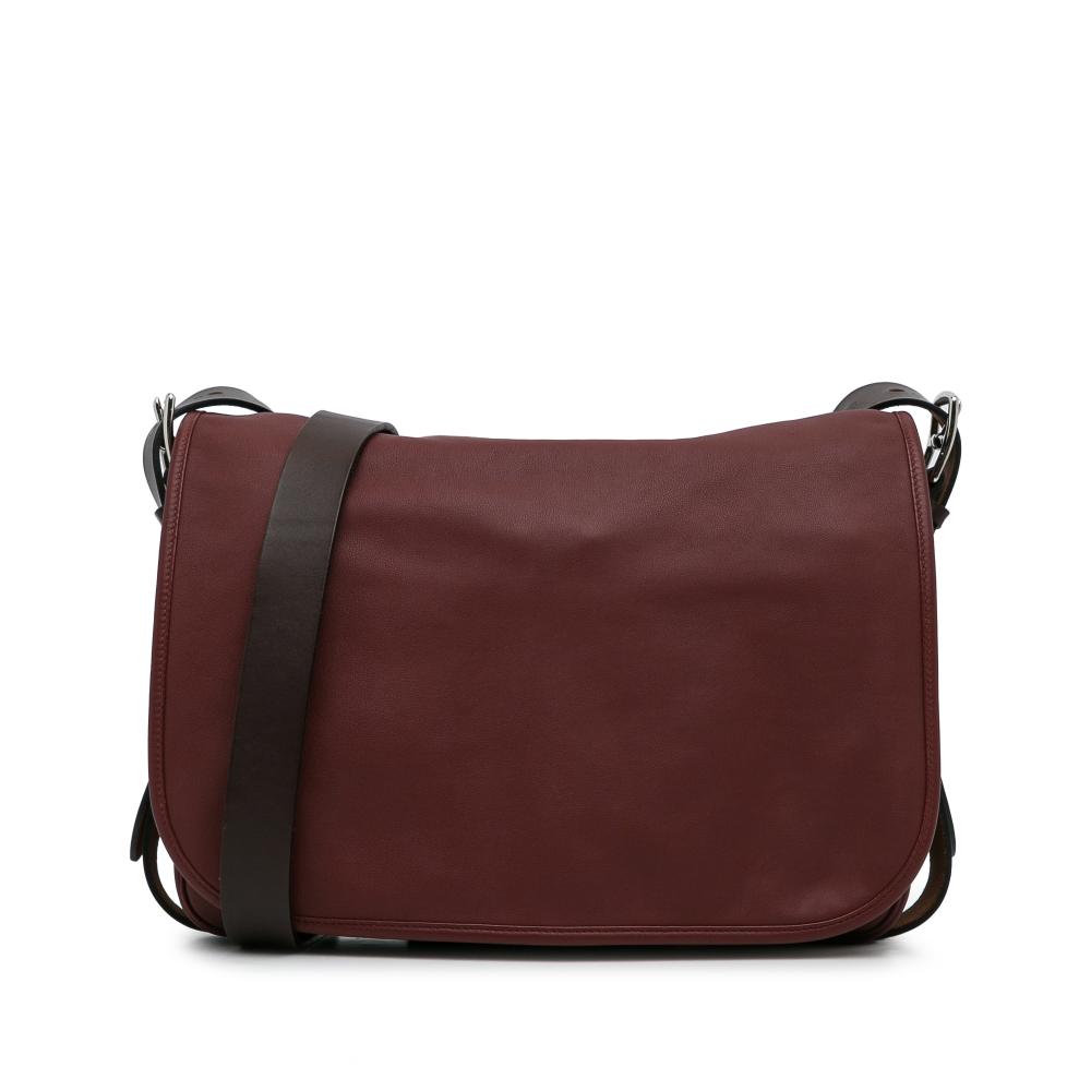 Hermès AB Hermès Red Bordeaux Calf Leather Sikkim Barda 30 Messenger Bag France