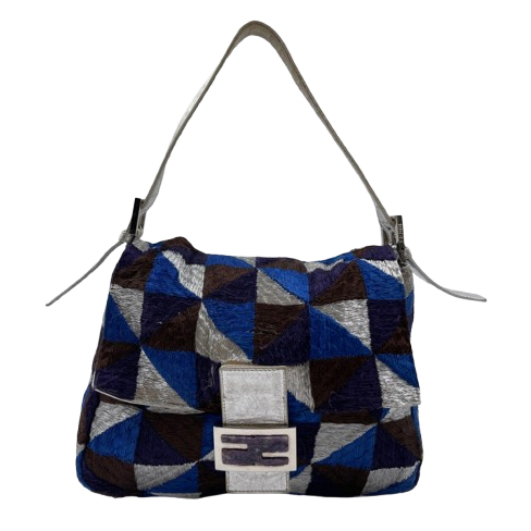 Fendi Blue Nylon Fendi Baguette Mamma