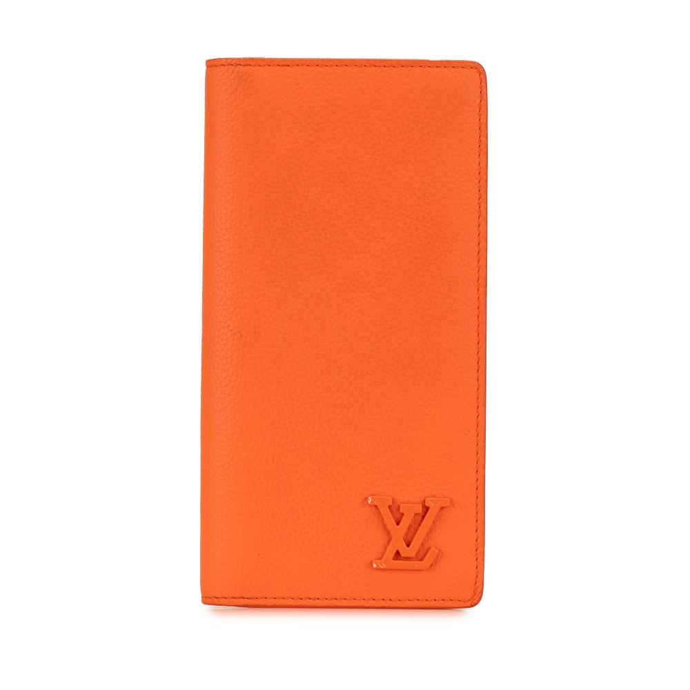 Louis Vuitton AB Louis Vuitton Orange Calf Leather Aerogram Brazza Wallet France