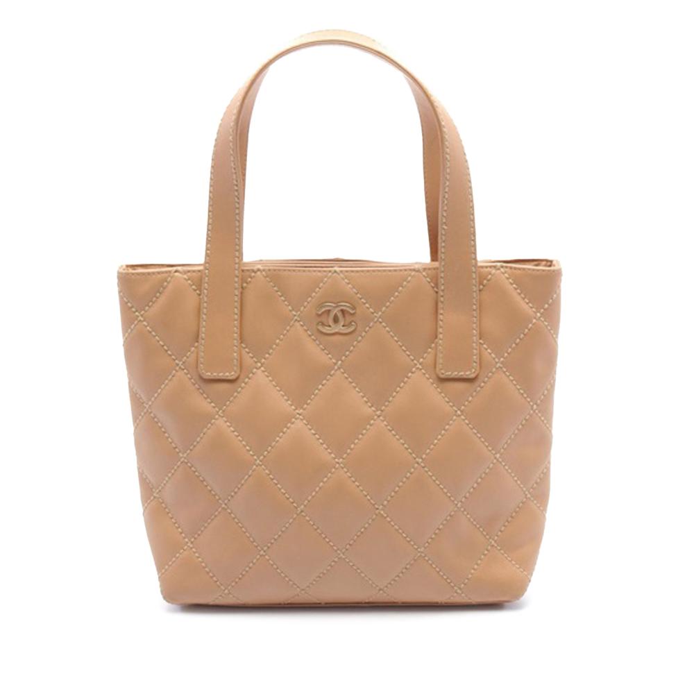 Chanel B Chanel Brown Nude Calf Leather CC Wild Stitch skin Handbag Italy