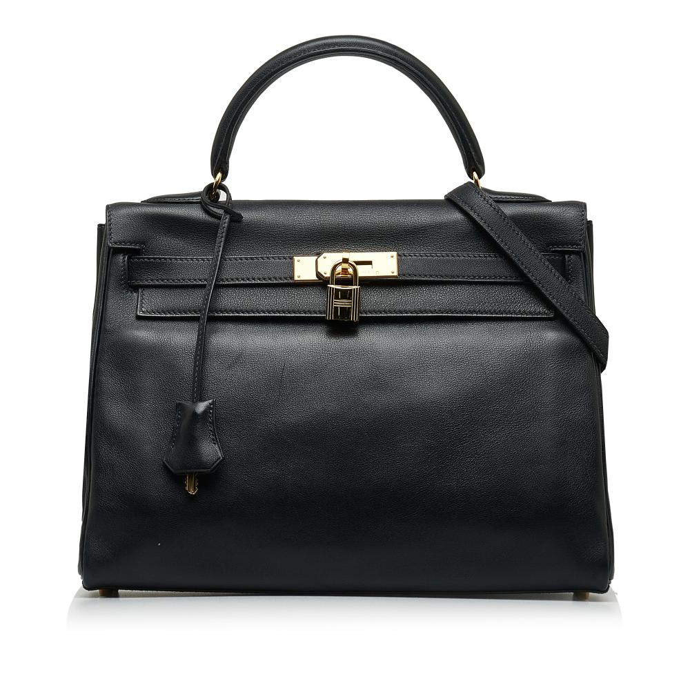 Hermès B Hermès Black Calf Leather 1997 Gulliver Kelly 32 France