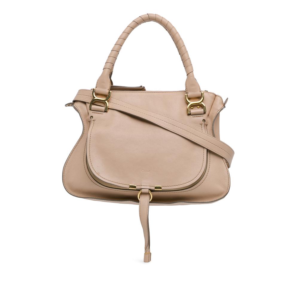 Chloé B Chloé Brown Beige Calf Leather Medium Marcie Satchel Italy