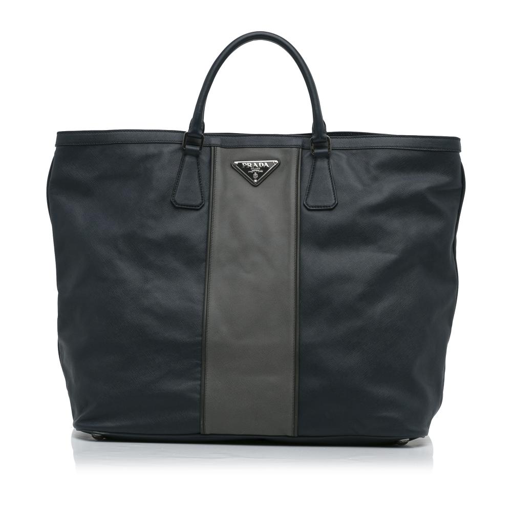 Prada AB Prada Blue Midnight Blue Saffiano Leather Lux Tote Italy