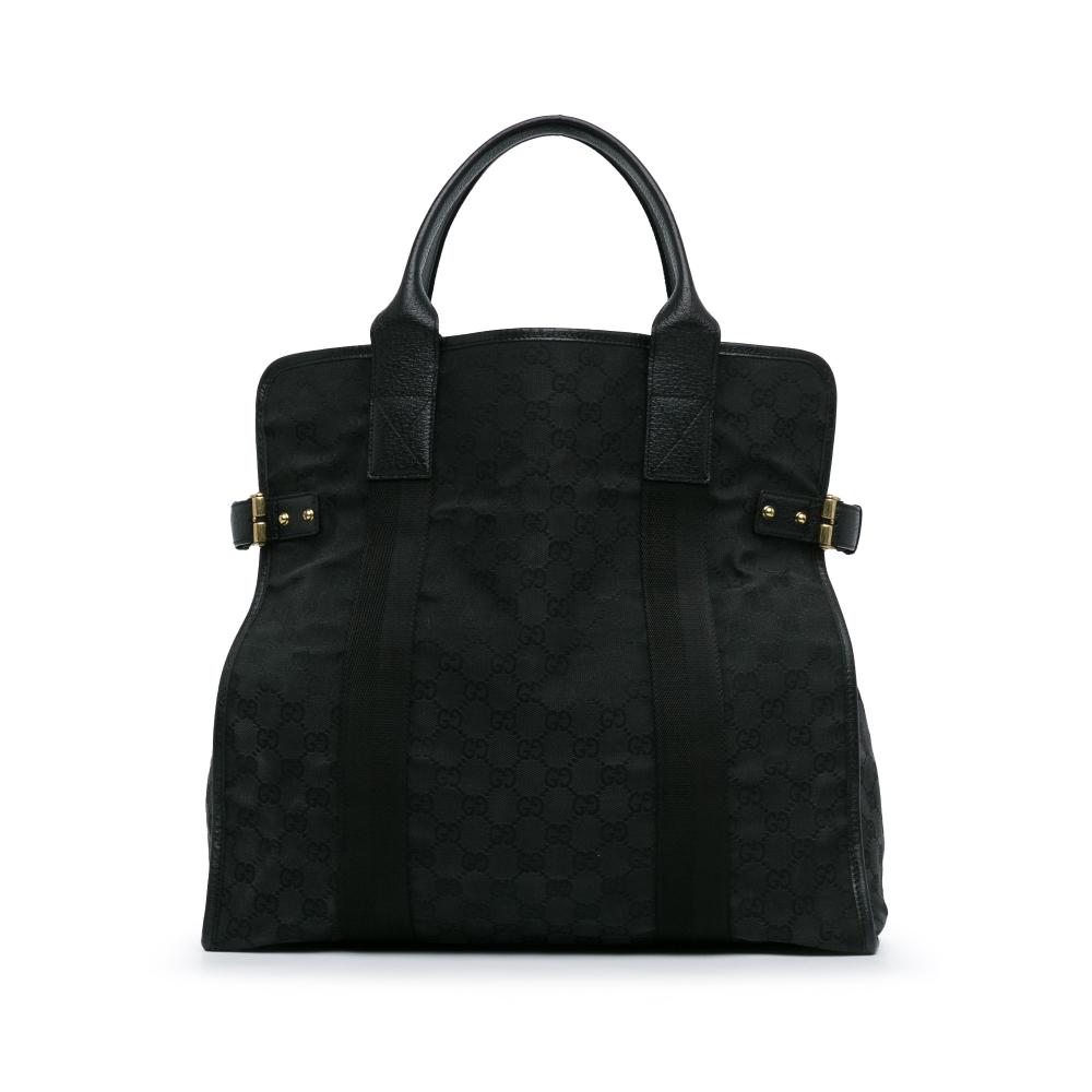 Gucci B Gucci Black Canvas Fabric GG Tote Italy