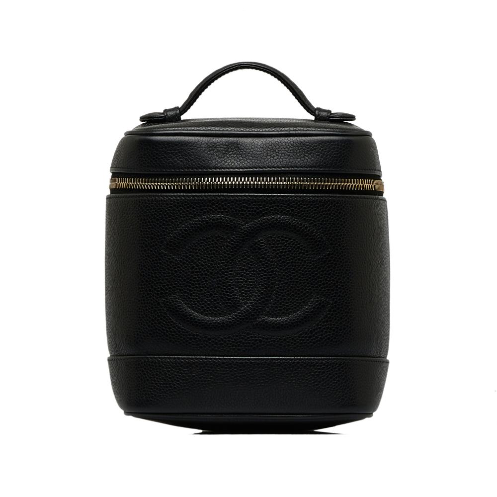 Chanel B Chanel Black Caviar Leather Leather CC Caviar Vanity Bag France